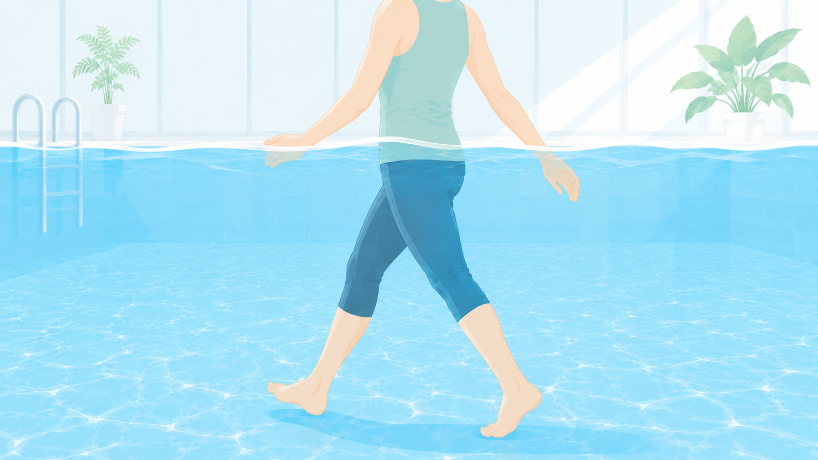 水中ウォーキングは腰痛にいい?｜「動く・動かない」で大きく変わる50代の腰と、痛みを気にせず歩ける理由｜現役インストラクター解説
