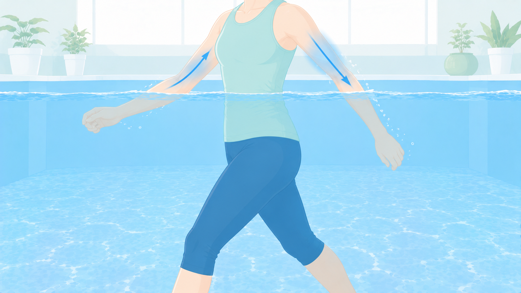水中ウォーキングで二の腕は引き締まる?｜50代の振袖肉に効く水中メニューと、たんぱく質の話｜現役インストラクター解説